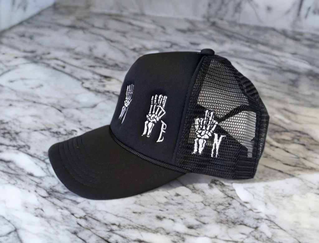 Skeleton Sign Language Black Trucker