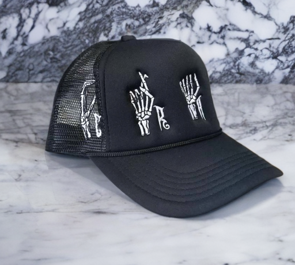 Skeleton Sign Language Black Trucker