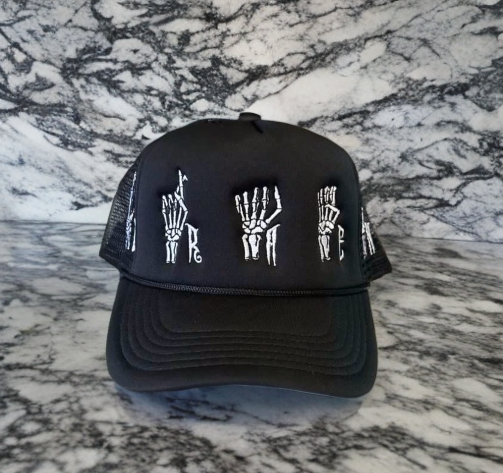 Skeleton Sign Language Black Trucker